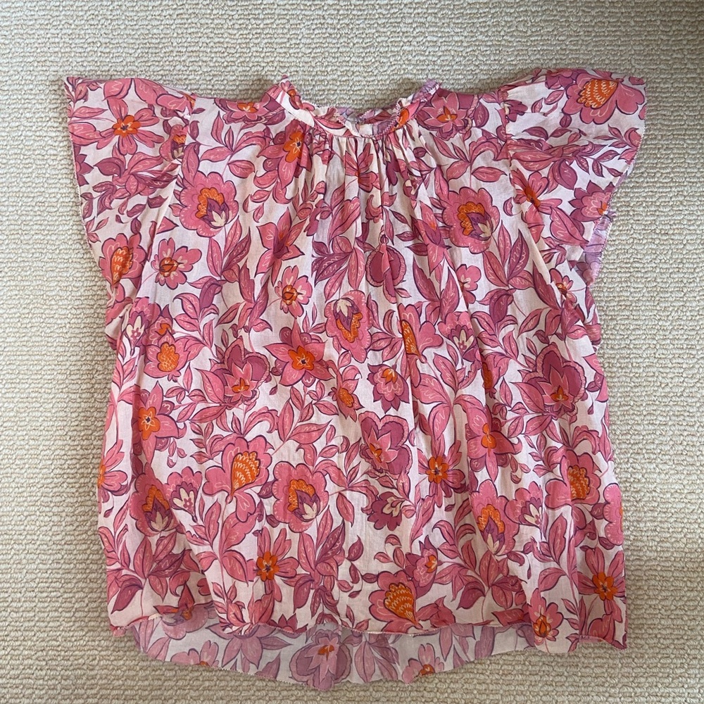 Trovata California Birds of Paradis Orange Floral top